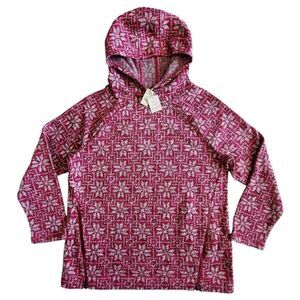 Talbots T by Talbots Nordic Pink Snowflakes Fleece Sweater Size L